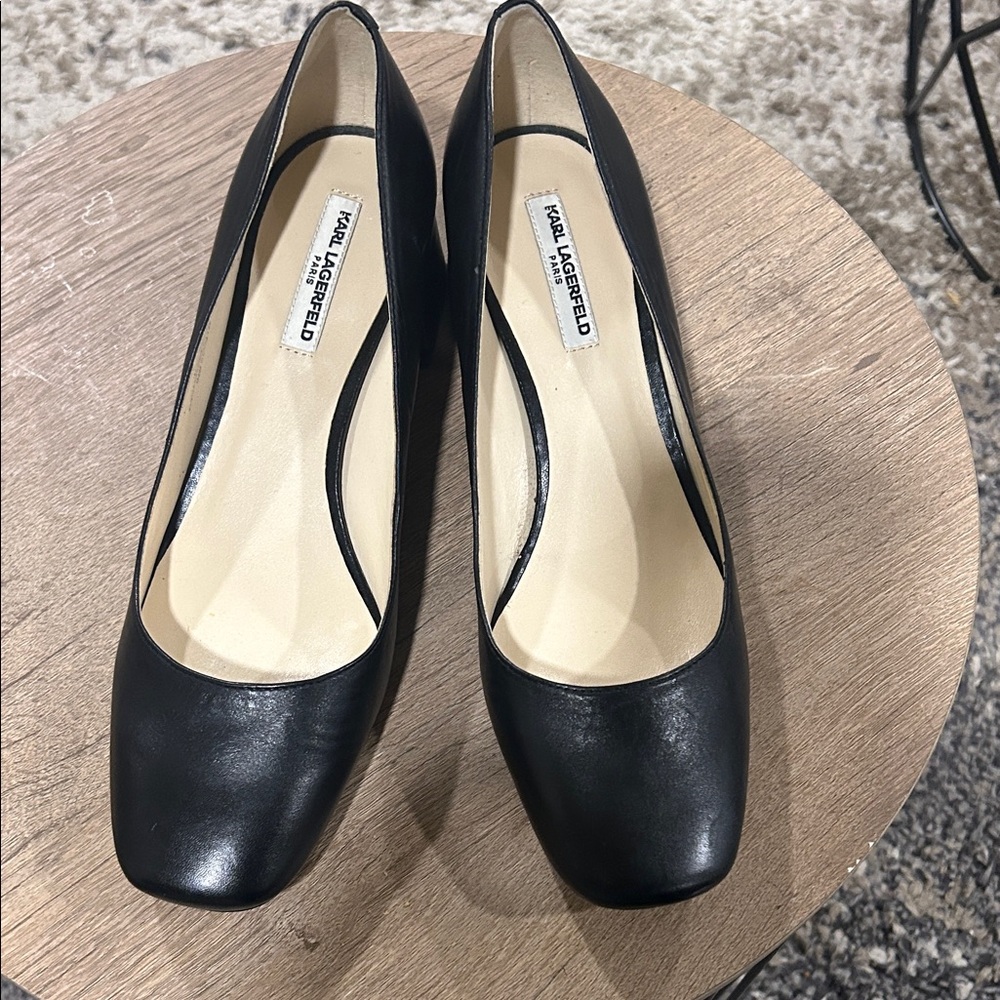 Karl Lagerfeld Black Leather Heels - Picture 4 of 13